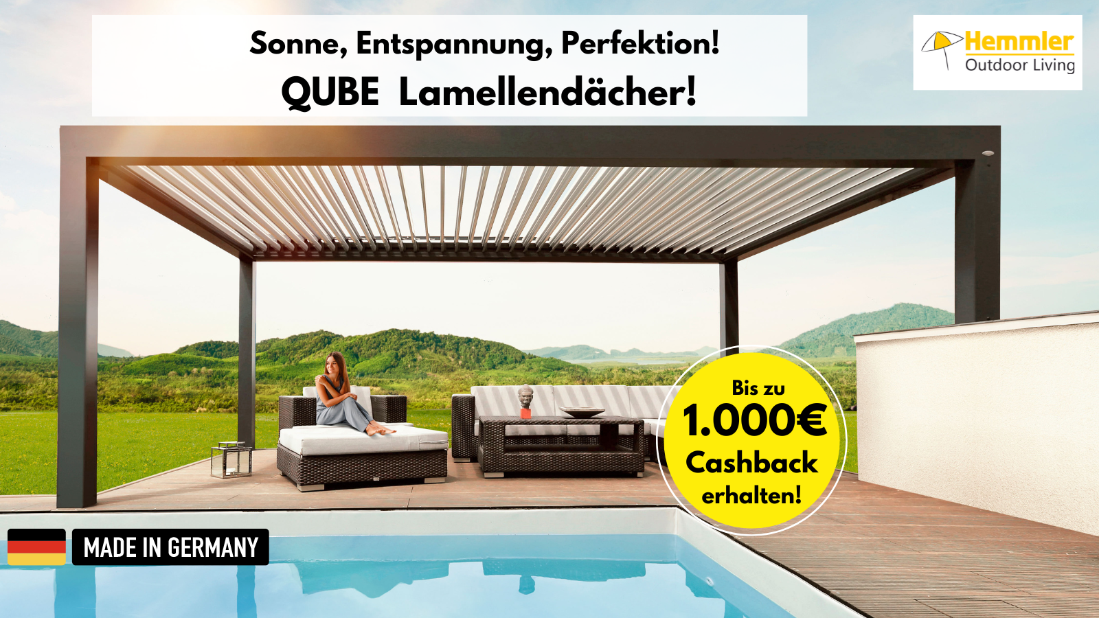 Cashback Aktion Hemmler Outdoor-Living Qube Lamellendächer